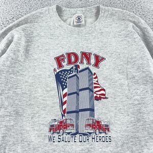 Vintage 90s FDNY Shirt Mens Large 9/11 Memorial Firefighter NYC USA Crewneck